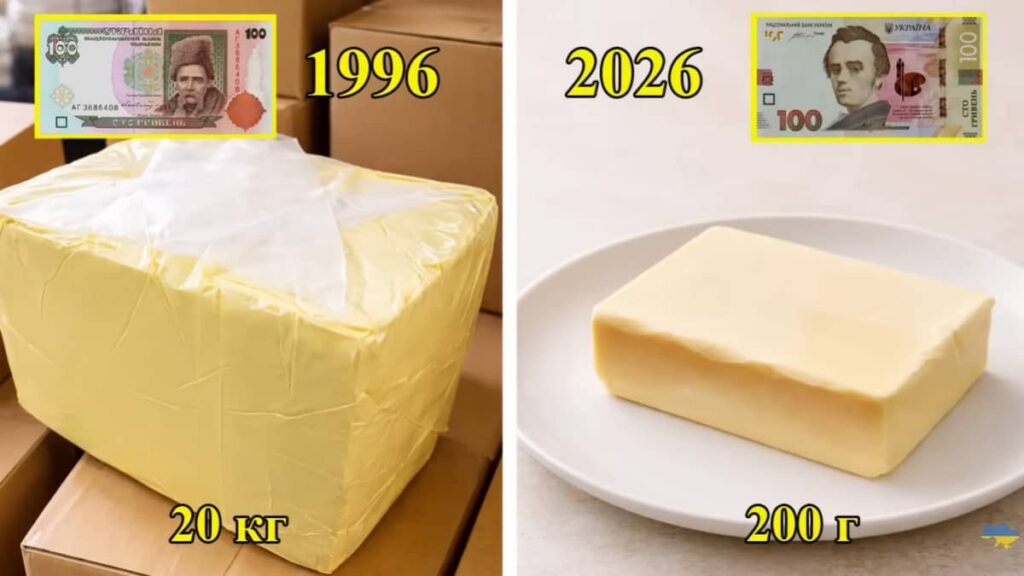 Що можна було купити на 100 гривень у 1996 році: порівняння цін із 2026 роком Порівняння цін у 1996 та 2026 роках